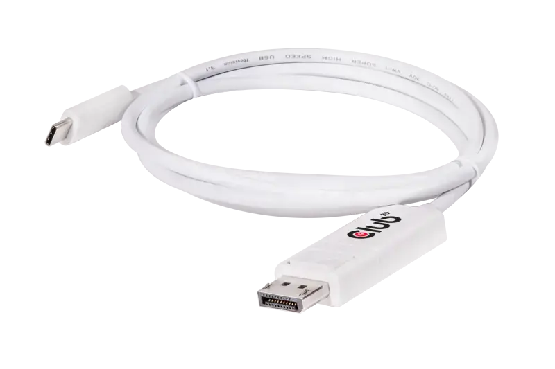 CLUB3D USB 3.1 Type C Cable to DisplayPort 1.2 UHD Adapter, USB Type C, Displayport 1.2, 1.2 m, White