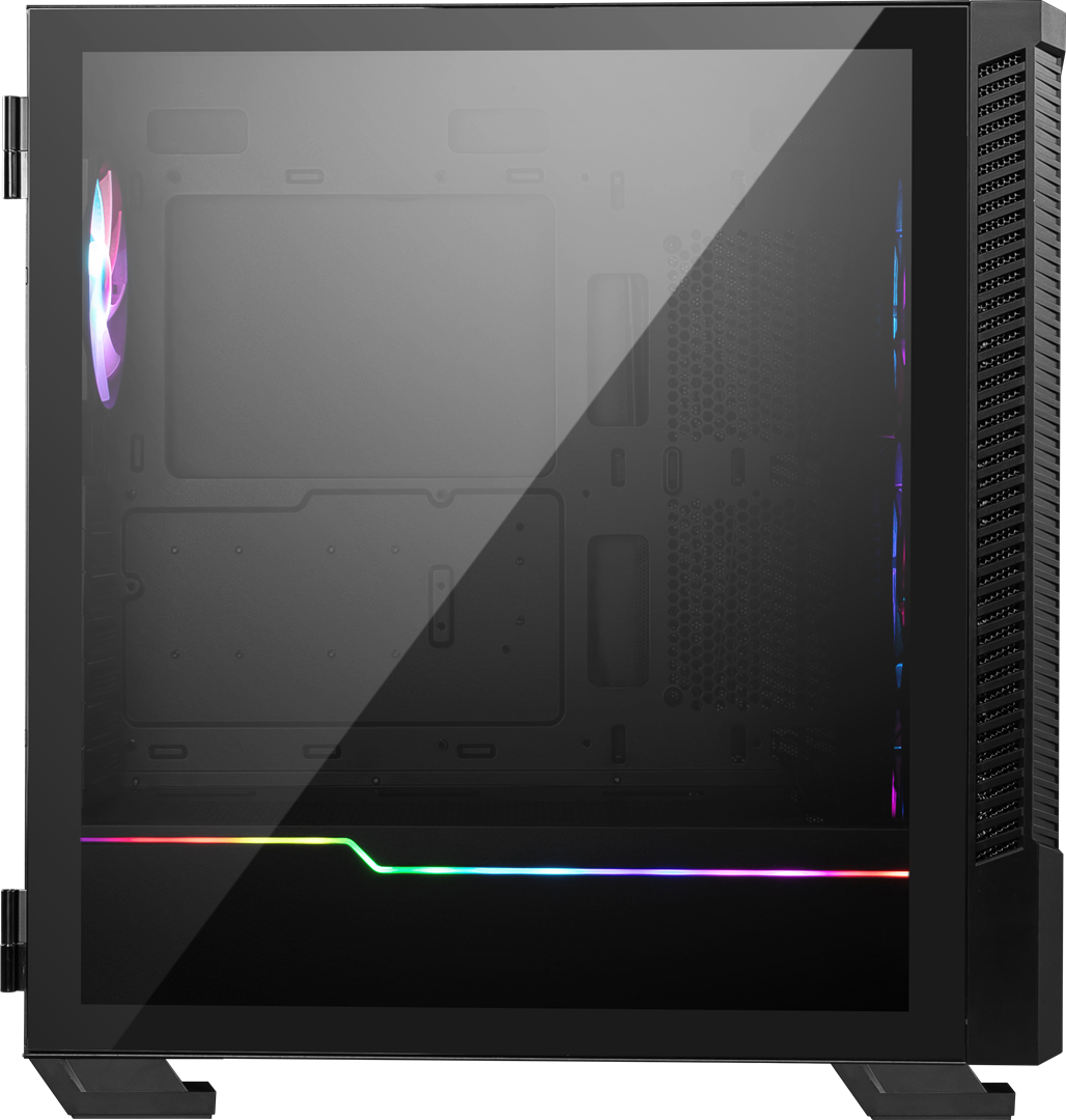 MSI MPG MPG VELOX 100R Mid Tower žaidimų kompiuterių korpusas "Juodas, 4x 120 mm ARGB ventiliatoriai, 1-6 ARGB šakotuvas, ARGB apšvietimo juosta, C tipo USB, grūdintas stiklas, centrinis, E-ATX, ATX, mATX, mini-ITX", Midi Tower, kompiuteris, juodas, ATX, žaidimų, 1x 120 mm