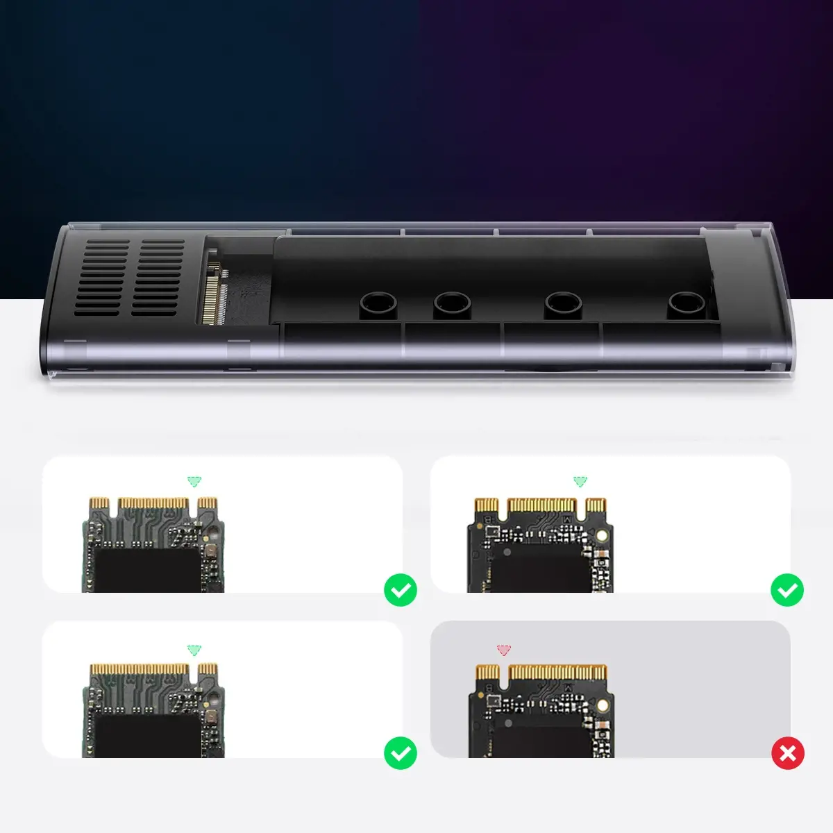 Ugreen 90264, SSD enclosure, M.2, PCI Express, Serial ATA, 10 Gbit/s, USB connectivity, Grey
