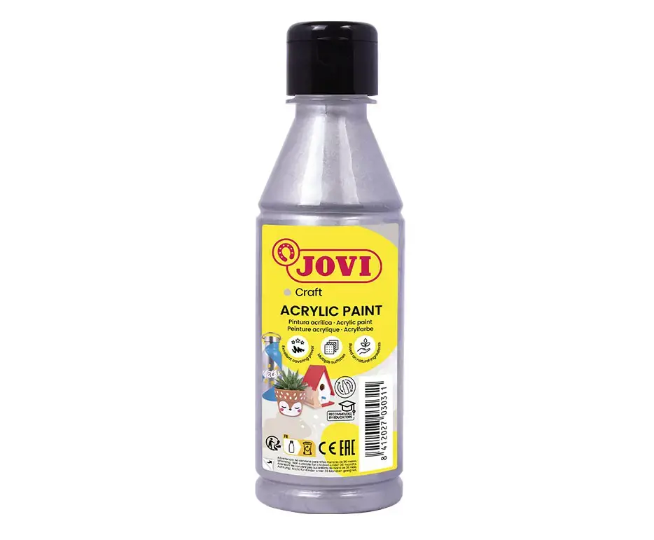Dekoraciniai dažai JOVI, buteliukas 250 ml, sidabrinė
