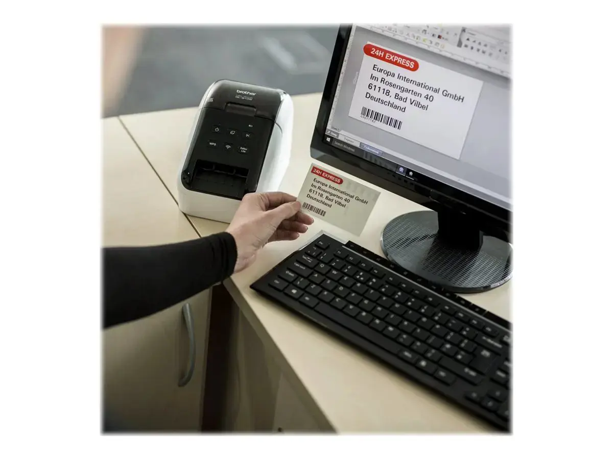 Brother QL-810WC, DK, Direct thermal, 300 x 300 DPI, 176 mm/sec, Colour, Wired & Wireless