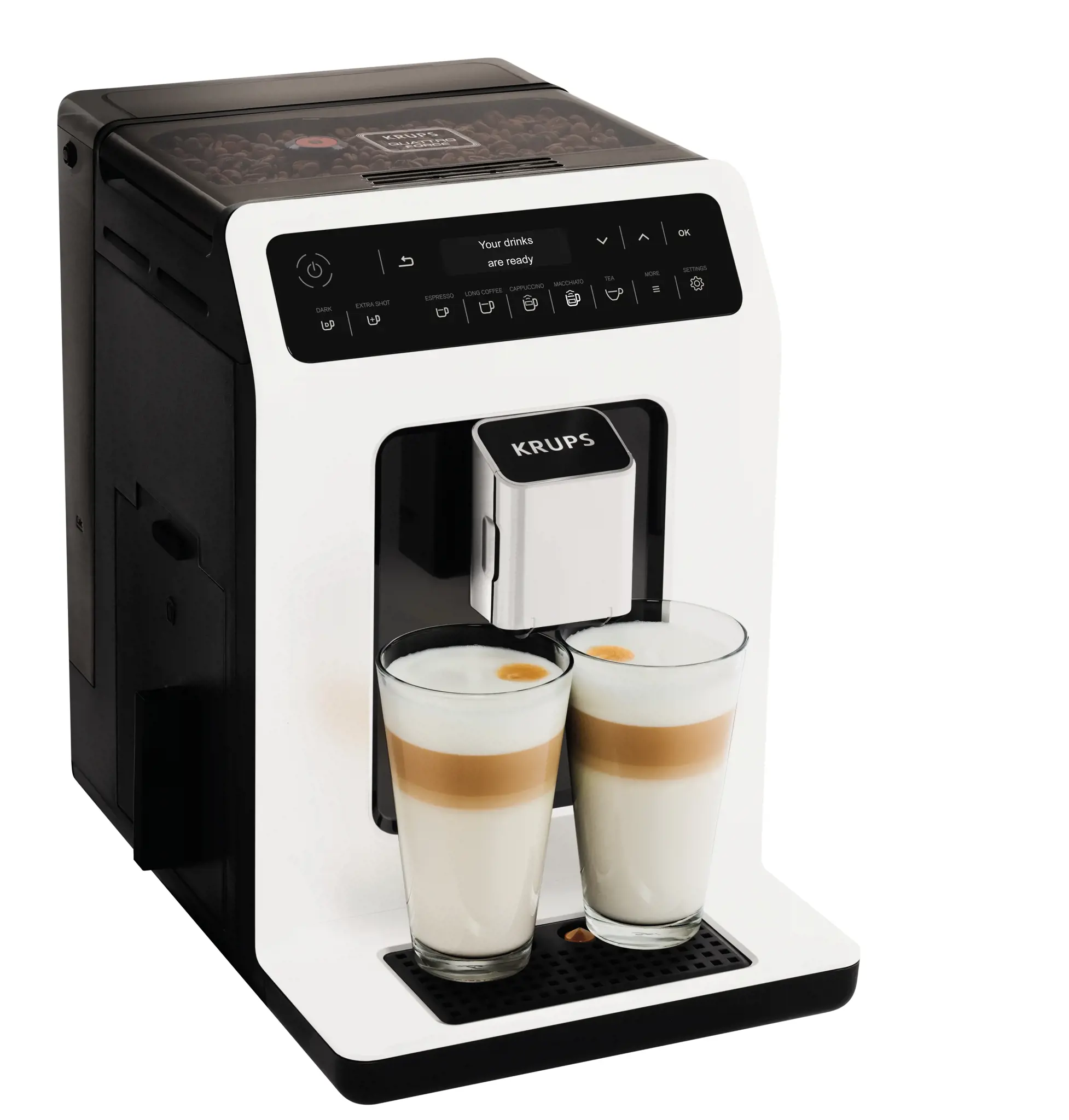 Krups Evidence EA8901, Espresso machine, 2.3 L, Coffee beans, Built-in grinder, 1450 W, White