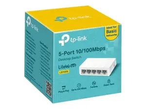 "TP-Link" 5 prievadų 10/100 Mbps stalinio kompiuterio tinklo komutatorius, nevaldomas, Fast Ethernet (10/100)
