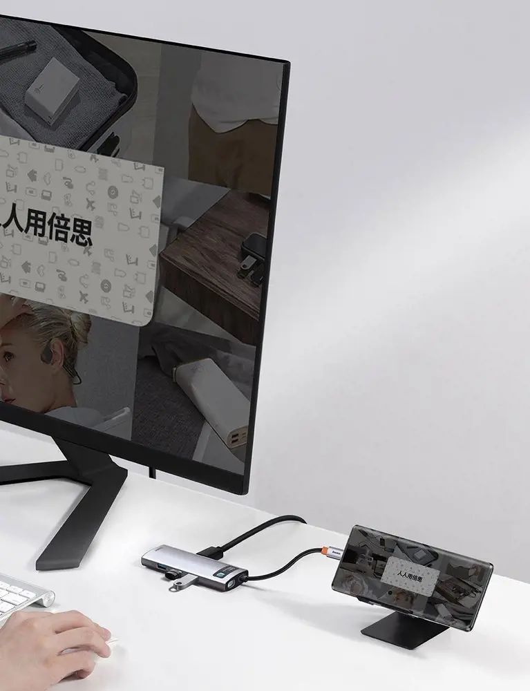 Baseus Metal Gleam 6in1 multifunctional HUB USB Type C - USB Type C Power Delivery 100 W | HDMI 4K 30 Hz | 3x USB 3.2 Gen 1 | RJ45 1 Gbps (CAHUB-CW0G)