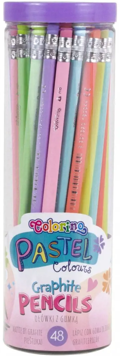 Pieštukas su trintuku COLORINO Pastel, su pastelinių spalvų korpusu