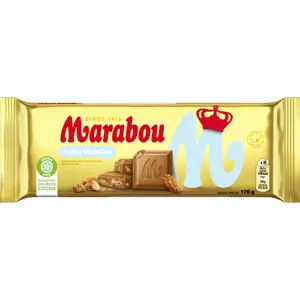 Pieninis šokoladas MARABOU, su sūriais migdolais,  170 g