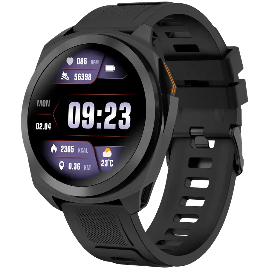 CANYON Maverick SW-83,Smart Watch, Realtek 8762DT, IPS1.32'' 360x360, ARM Cortex-M4F,RAM192KB/ROM128MB, 400mAh 3.8v,GPS,128 Sport modes,IP68,STRAVA support,Real-Time Heart Rate & SpO2, black case & silicone strap 46*45.4mm 259*20mm, black