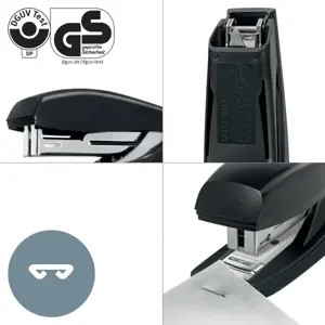 Leitz NeXXt 56170095, 10 sheets, Black, Standard clinch, P2, Metal, Plastic, 80 g/m²