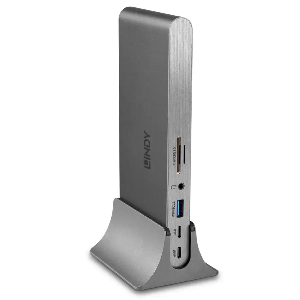 "Lindy DST-Pro 5K", laidinis, USB 3.2 Gen 1 (3.1 Gen 1) Type-C, 100 W, 10,100,1000 Mbit/s, sidabrinis, "MicroSD" (TransFlash), SD