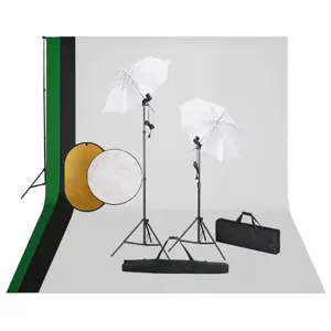 Studijos komplektas su šviestuvais, fonu ir reflektoriumi