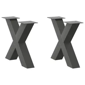 Kavos staliuko kojelės, 2 vnt., antracito spalvos, 50x(42-43) cm, plienas