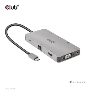 CLUB3D USB Gen1 Type-C 9-in-1 hub with HDMI, VGA, 2x USB Gen1 Type-A, RJ45, SD/Micro SD card slots and USB Gen1 Type-C Female port, USB 3.2 Gen 1 (3.1 Gen 1) Type-C, 3.5mm, HDMI, RJ-45, USB 3.2 Gen 1 (3.1 Gen 1) Type-A, USB 3.2 Gen 1 (3.1 Gen 1) Type-C, VGA, MicroSD (TransFlash), SD, 5000 Mbit/s, 60 Hz, 1920 x 1080 (HD 1080), 3860 x 2160