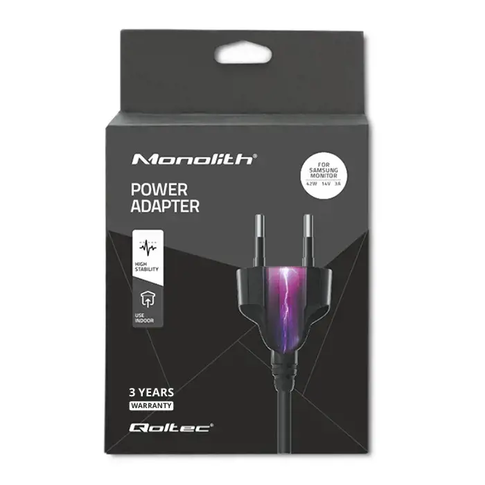 QOLTEC SAMSUNG MONITORIAUS MAITINIMO ADAPTERIS 42W | 14V | 3A | 6.5*4.4 |+ MAITINIMO KABELIS