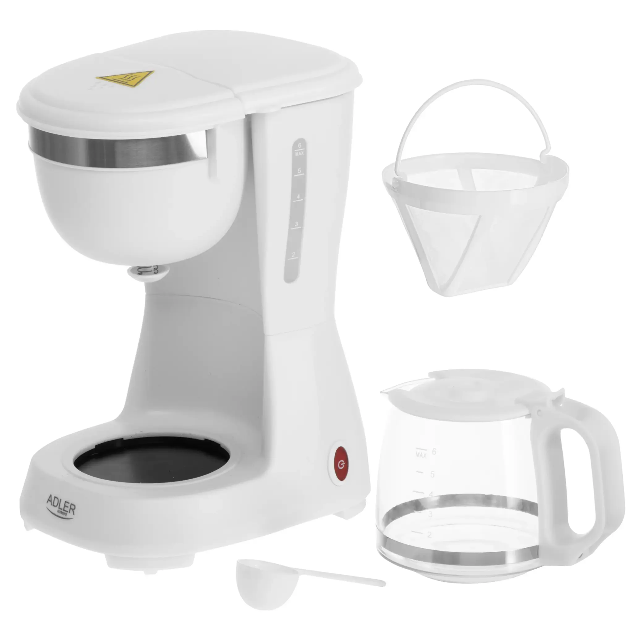 Kavos aparatas Adler AD 4381w, 0,6 litrai, Balta, Drip