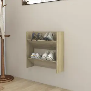 Sieninė spintelė batams, ąžuolo spalvos, 60x18x60cm, MDP