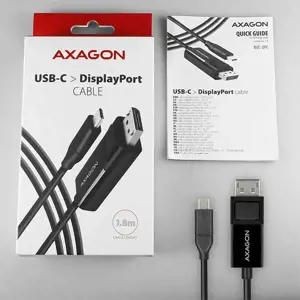 Aktyvusis USB-C -> DisplayPort kabelis - adapteris AXAGON RVC-DPC, skirtas prijungti "DisplayPort" monitorių, televizorių ir projektorių prie nešiojamojo kompiuterio arba mobiliojo telefono naudojant C tipo USB jungtį.
