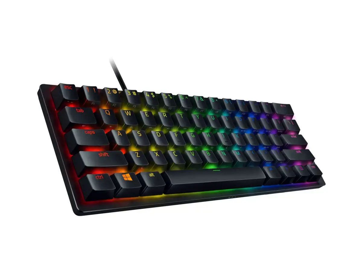 Razer Huntsman Mini 60%, Žaidimų, Opto-Mechanical, RGB LED apšvietimas, Nordic, Juoda, Laidinis