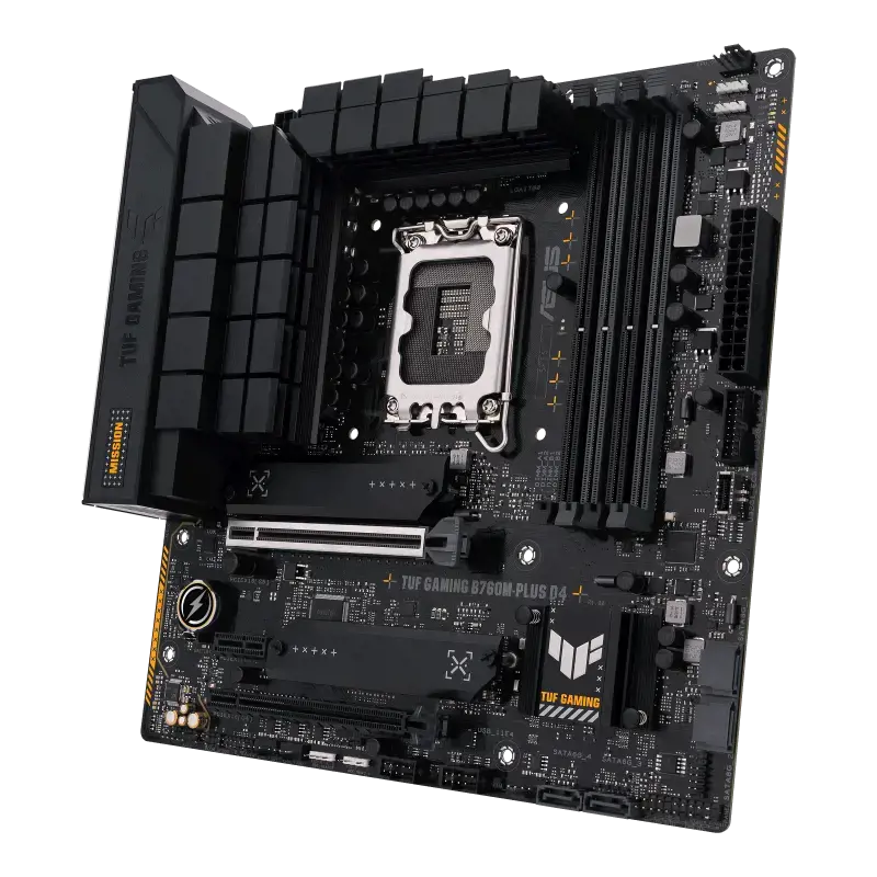 ASUS TUF GAMING B760M-PLUS D4, "Intel", LGA 1700, "Intel® Celeron®", "Intel® Core™ i3", "Intel® Core™ i5", "Intel® Core™ i7", "Intel® Core™ i9",..., LGA 1700, DDR4-SDRAM, 128 GB