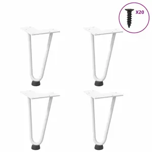 Kavos staliuko kojelės, 4 vnt., baltos, 20 cm, plienas, segtukai