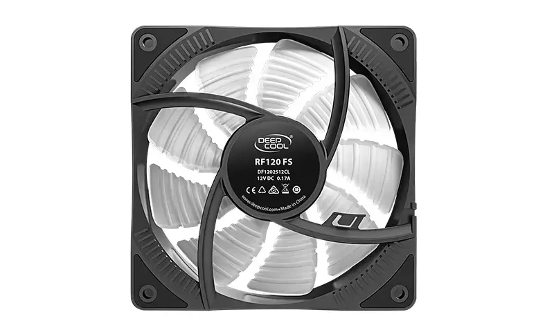 "DeepCool RF120 FS", ventiliatorius, 12 cm, 500 aps/min, 1500 aps/min, 27 dB, 56,6 cfm