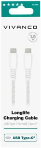 "Vivanco" kabelis USB-C - USB-C LongLife įkrovimo 1,5 m, baltas (62398)