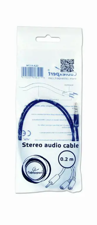 GEMBIRD CCA-417M Gembird adapteris Stereo Mini Jack (M) 4 kontaktų -> 2x Mini Jack (F), metalinis, juodas