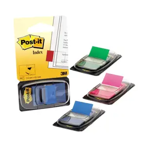 Lipnūs žymekliai POST-IT, 25,4 x 43,2 mm, 50 lapelių, mėlyna