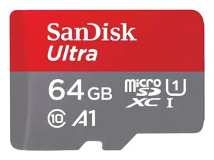 SanDisk Ultra microSDXC 64GB + SD Adapter 140MB/s  A1 Class 10 UHS-I - 2-pack; EAN:619659200602