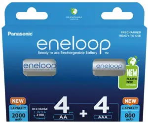 Rechargeable batteries PANASONIC ENELOOP 4x AA 2000 mAh + 4x AAA 800 mAh 8 szt (BK-3MCDE+4MCDE/8CP)