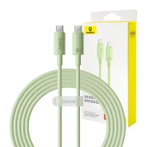 Greitojo įkrovimo laidas "Baseus" USB-C į USB-C "Habitat Series" 2 m 100 W (žalias)