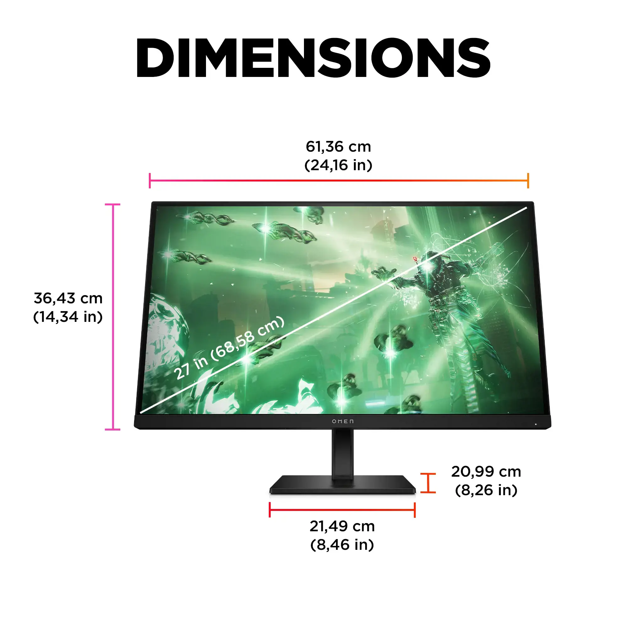 "HP OMEN by HP 27q", 68,6 cm (27"), 2560 x 1440 taškų, "Quad HD", 1 ms, juodas
