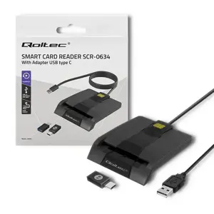 QOLTEC 50634 Išmanusis išmanusis lustinių kortelių skaitytuvas SCR0634 C tipo USB