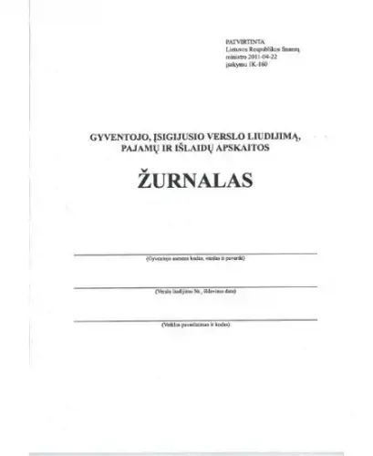 Gyventojo, įsigijusio verslo liudijimą, pajamų ir išlaidų apskaitos žurnalas, A5 (36)  0720-065