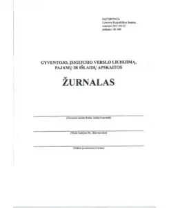 Gyventojo, įsigijusio verslo liudijimą, pajamų ir išlaidų apskaitos žurnalas, A5 (36)  0720-065