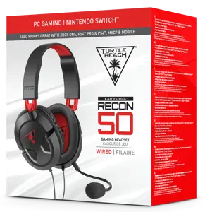Turtle Beach Recon 50 Gaming Headset for PC and Mac, Wired, Gaming, 20 - 20000 Hz, 530.7 g, Headset, Black, Red