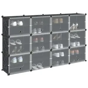 Storage Cube Organizer su 12 kubelių ir durelėmis Black PP