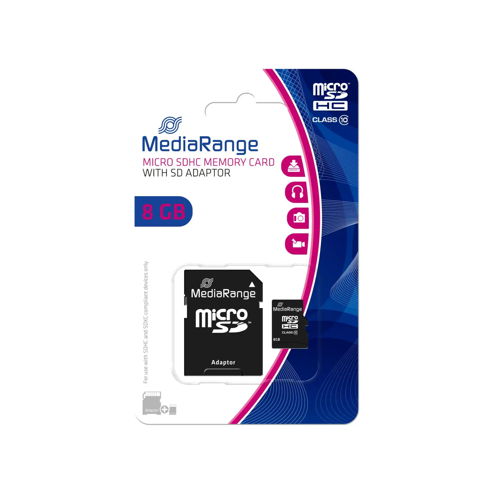 ATMINTIS MICRO SDHC 8GB C10/W/ADAPTERIS MR957 MEDIARANGE