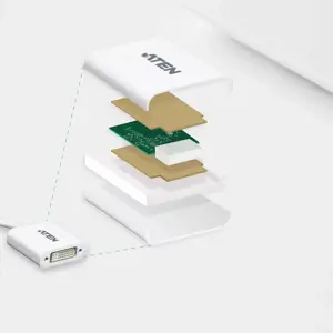 ATEN DisplayPort-DVI keitiklis, kompiuteris: Iki UXGA / HDTV: iki 1080i, 1080p, DisplayPort, DVI-I, vyriškas, vyriškas, tiesus, tiesus, tiesus