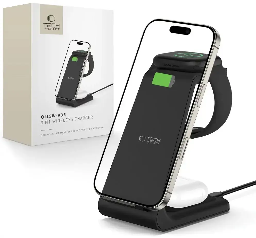 Tech-Protect wireless charger A36 3in1 QI15W, black