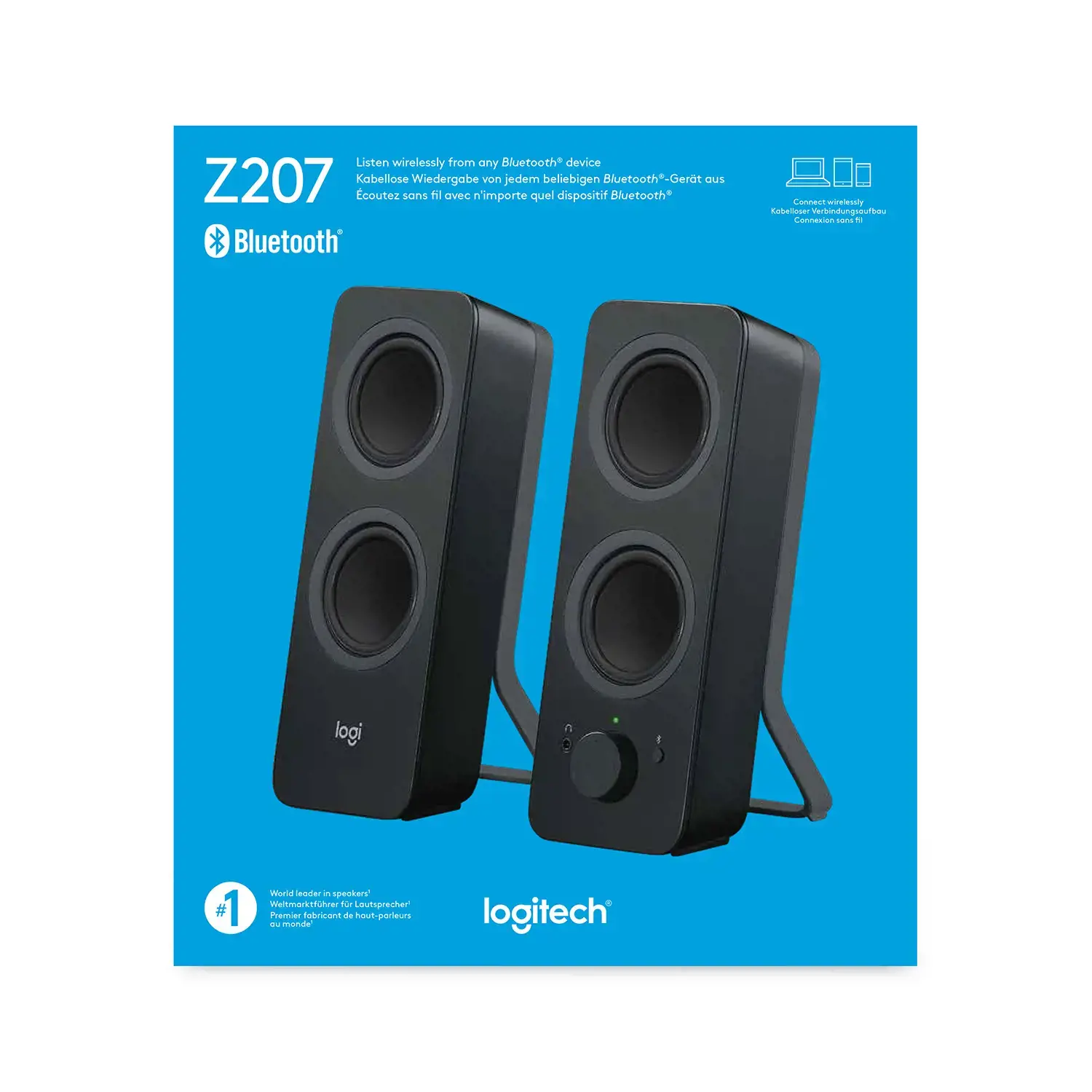 "Logitech Z207" "Bluetooth" kompiuterio garsiakalbiai, ES kištukas, 2.0 kanalai, laidiniai ir belaidžiai, 5 W, juodi