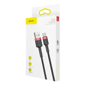 Baseus Cafule CATKLF-C91 USB-C įkrovimo laidas 3A / PD / QC 3.0 / 200 cm juodas