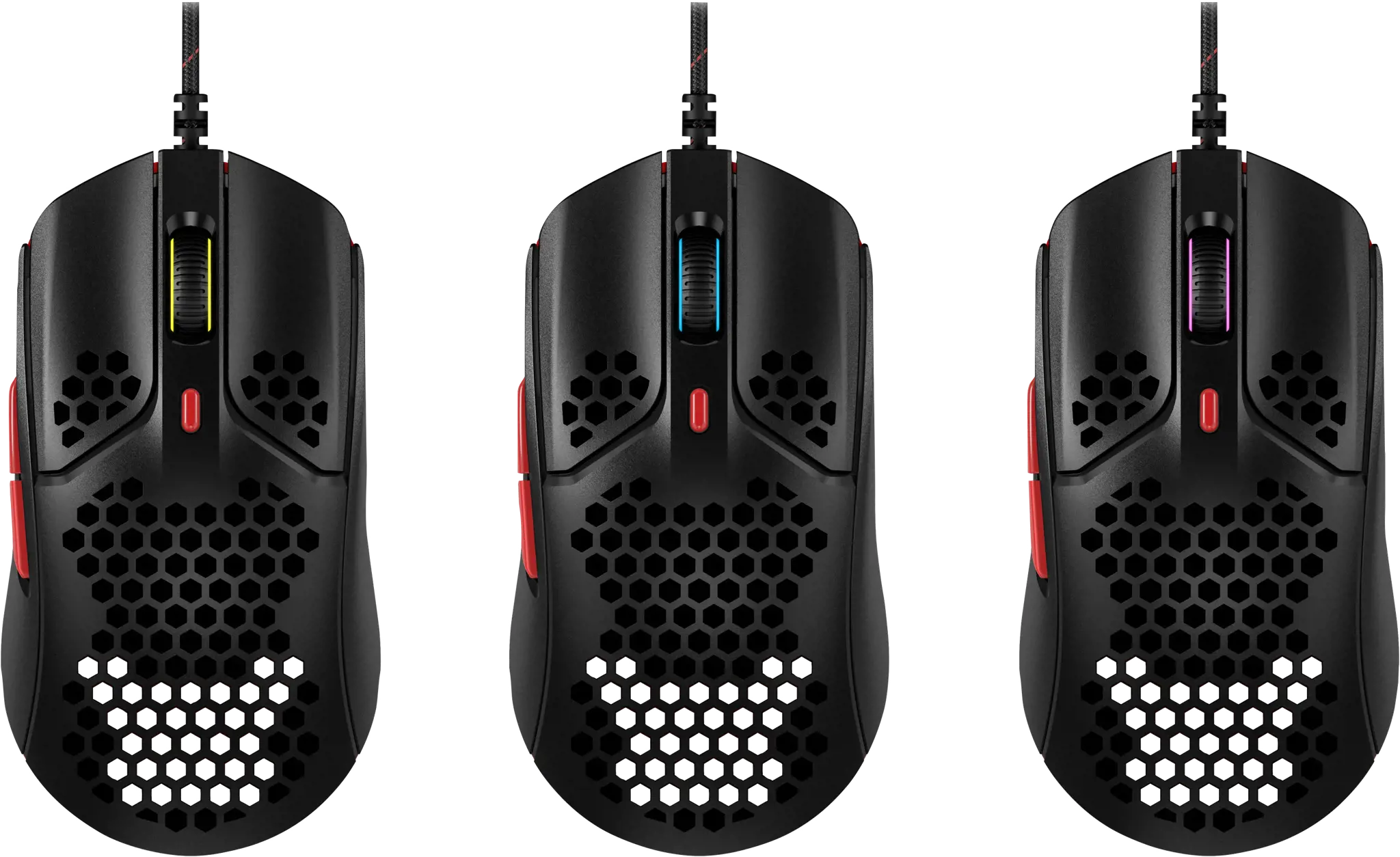 "HyperX Pulsefire Haste" - žaidimų pelė (juoda-raudona), dvipusė, optinė, A tipo USB, 16000 DPI, juoda, raudona