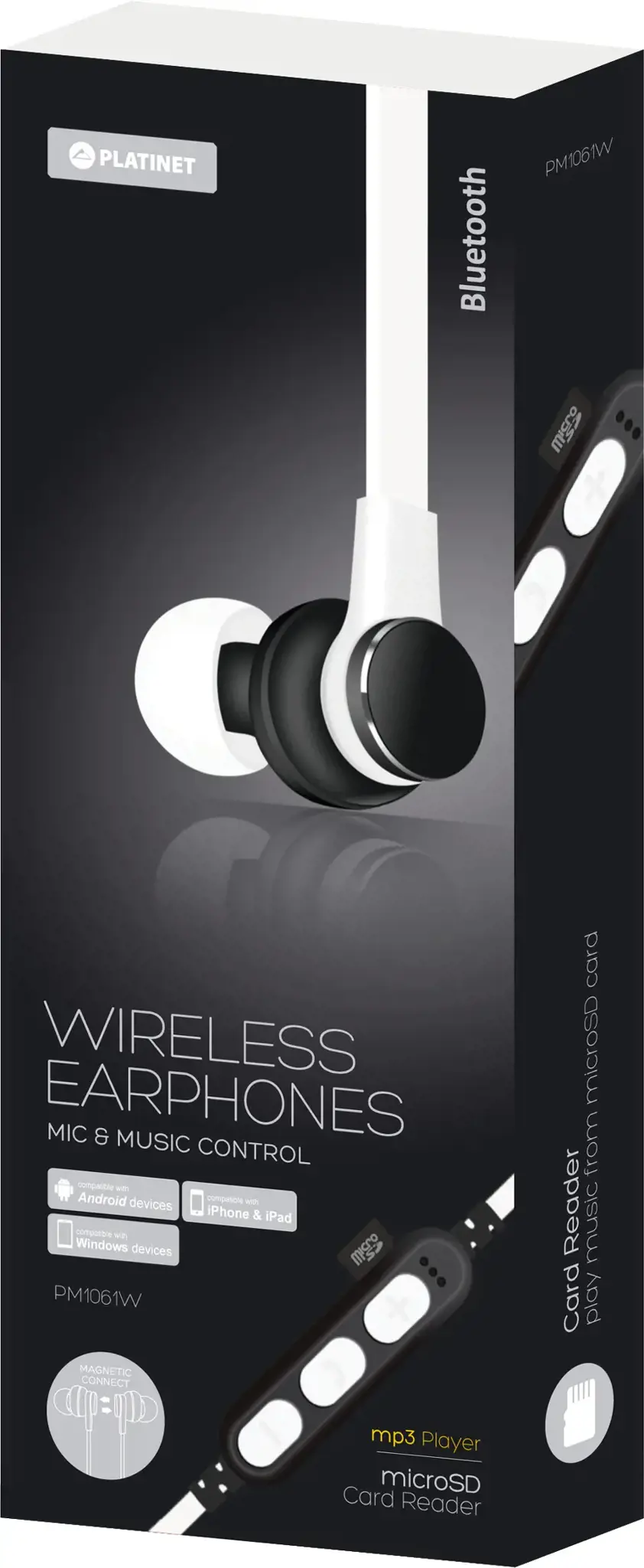 Platinet belaidės ausinės PM1061, baltos spalvos