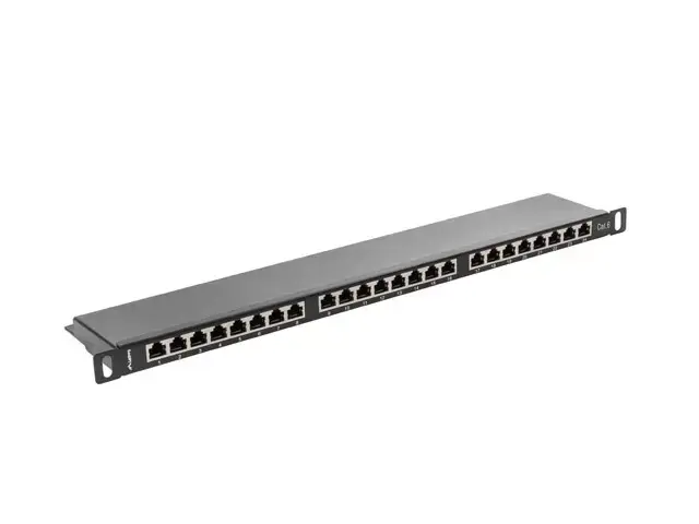 LANBERG PPS6-0024-B Lanberg Patch Panel 24 prievadų 0,5U, kat. 6, ekranuota, juoda
