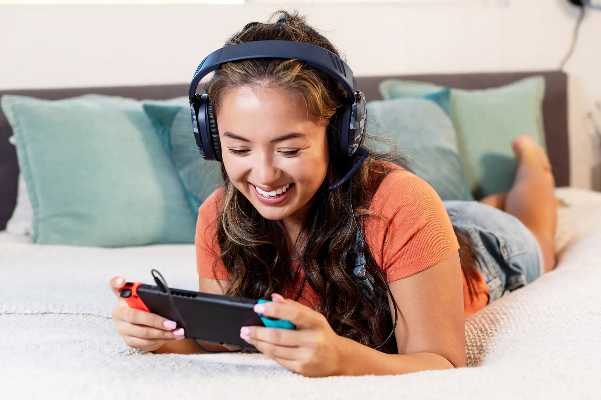 "Turtle Beach Recon 70" žaidimų ausinės "Xbox", PS5, PS4, "Switch", PC - "Camo Blue", laidinės, žaidimų, 20-20000 Hz, 485,3 g, ausinės, juodos, mėlynos, kamufliažinės