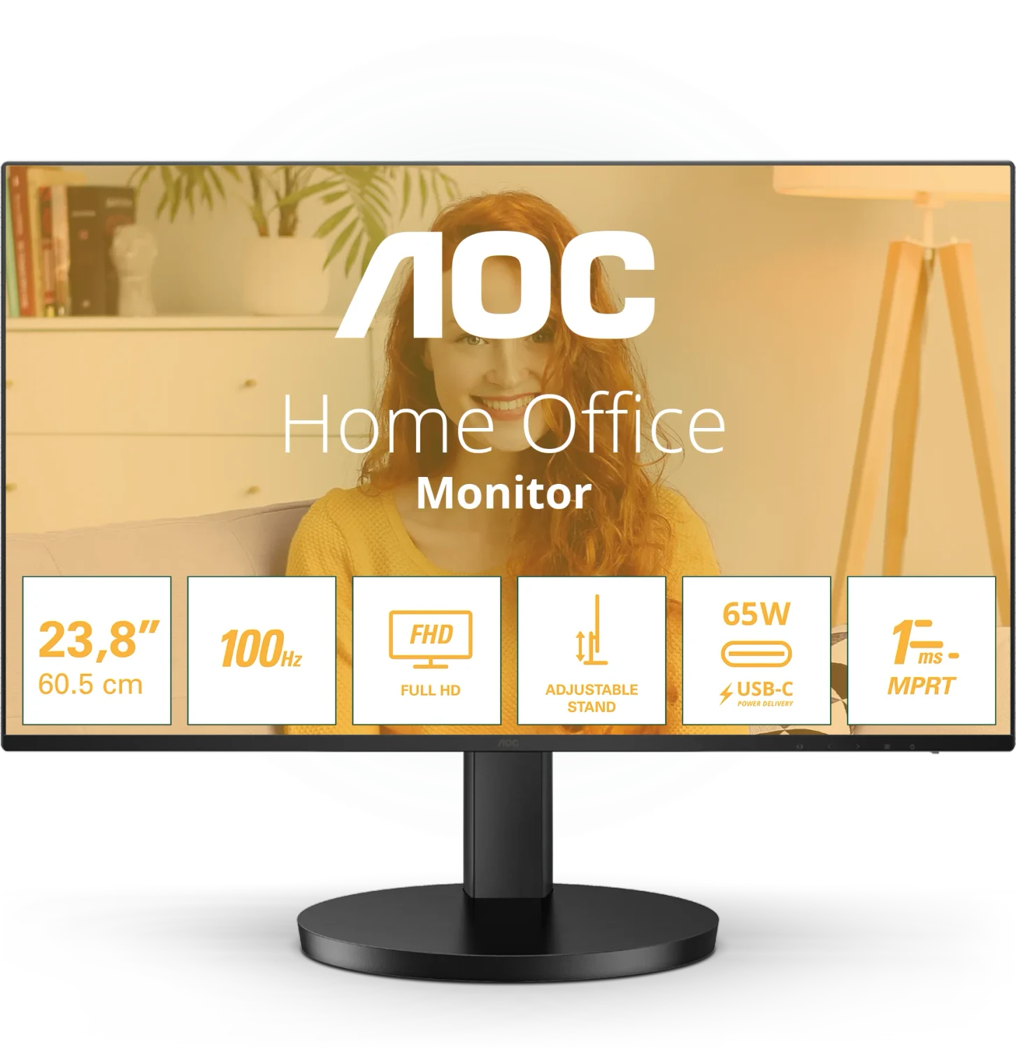 AOC B3 24B3CF2, 60.5 cm (23.8"), 1920 x 1080 pixels, Full HD, LED, 1 ms, Black