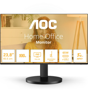 AOC B3 24B3CF2, 60.5 cm (23.8"), 1920 x 1080 pixels, Full HD, LED, 1 ms, Black
