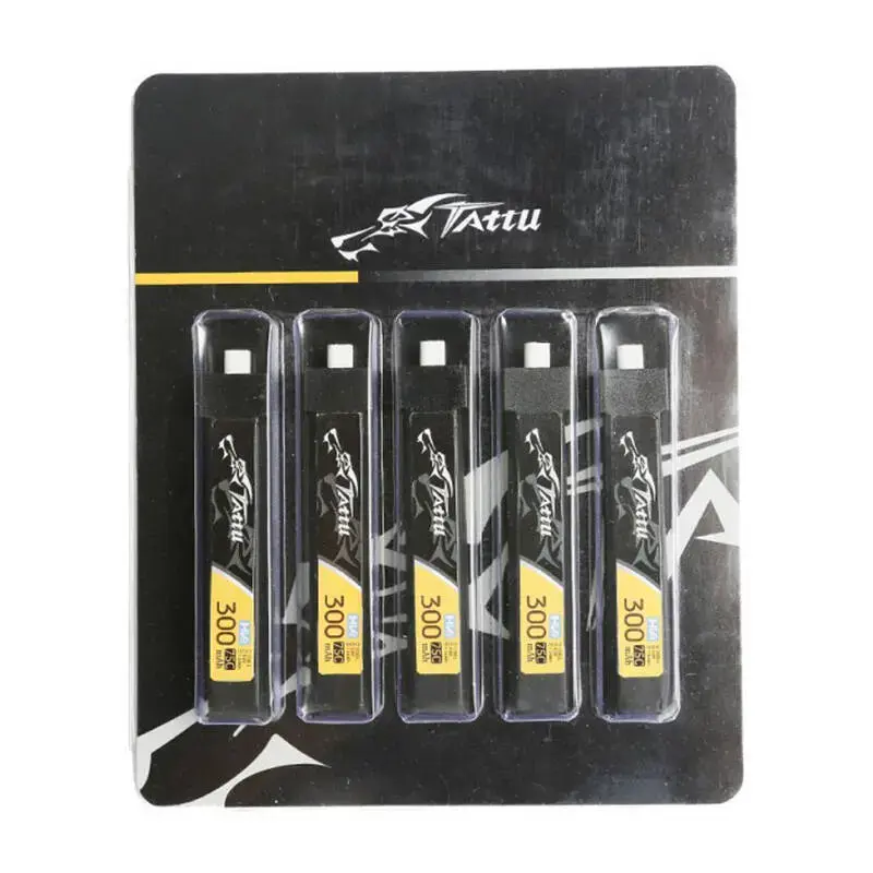 Tattu LiPo 300mAh 3.8V 75C 1S1P HV BT2.0.5 akumuliatorius (5vnt)