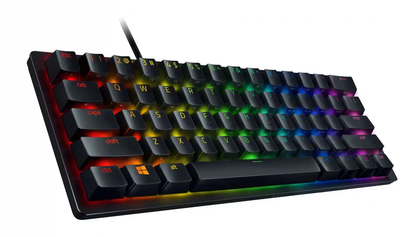 "Razer Huntsman Mini 60%", žaidimų klaviatūra, optinė-mechaninė, šiaurietiška, juoda, laidinė