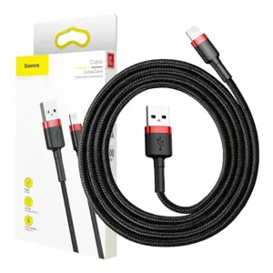 Kabelis Baseus USB2.0 A - IP lightning, 1 m, QC3.0 su nailoniniu šarvu Cafule raudonas/juodas